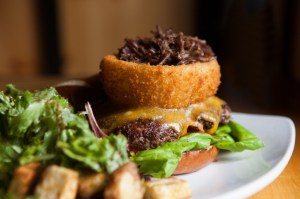 You don't have to be an idiot to order this burger, but it helps.